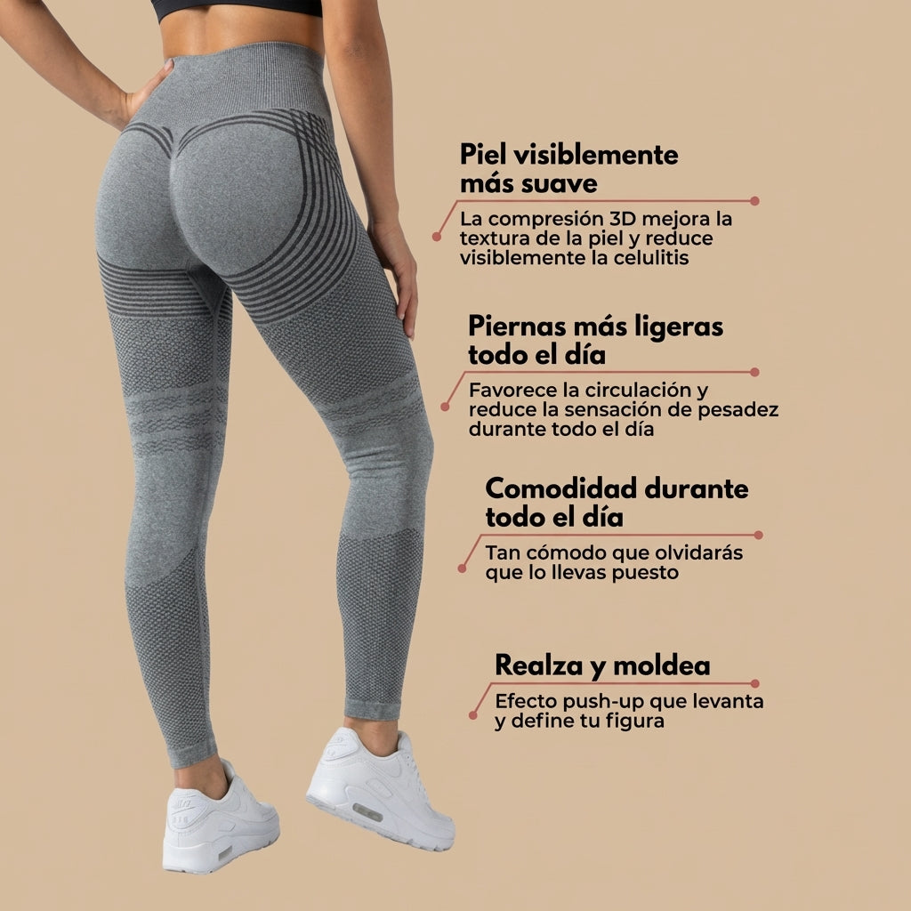 ✨Lenntia™ Leggings Moldeadores 3D – Gris Elegante Efecto Push-Up