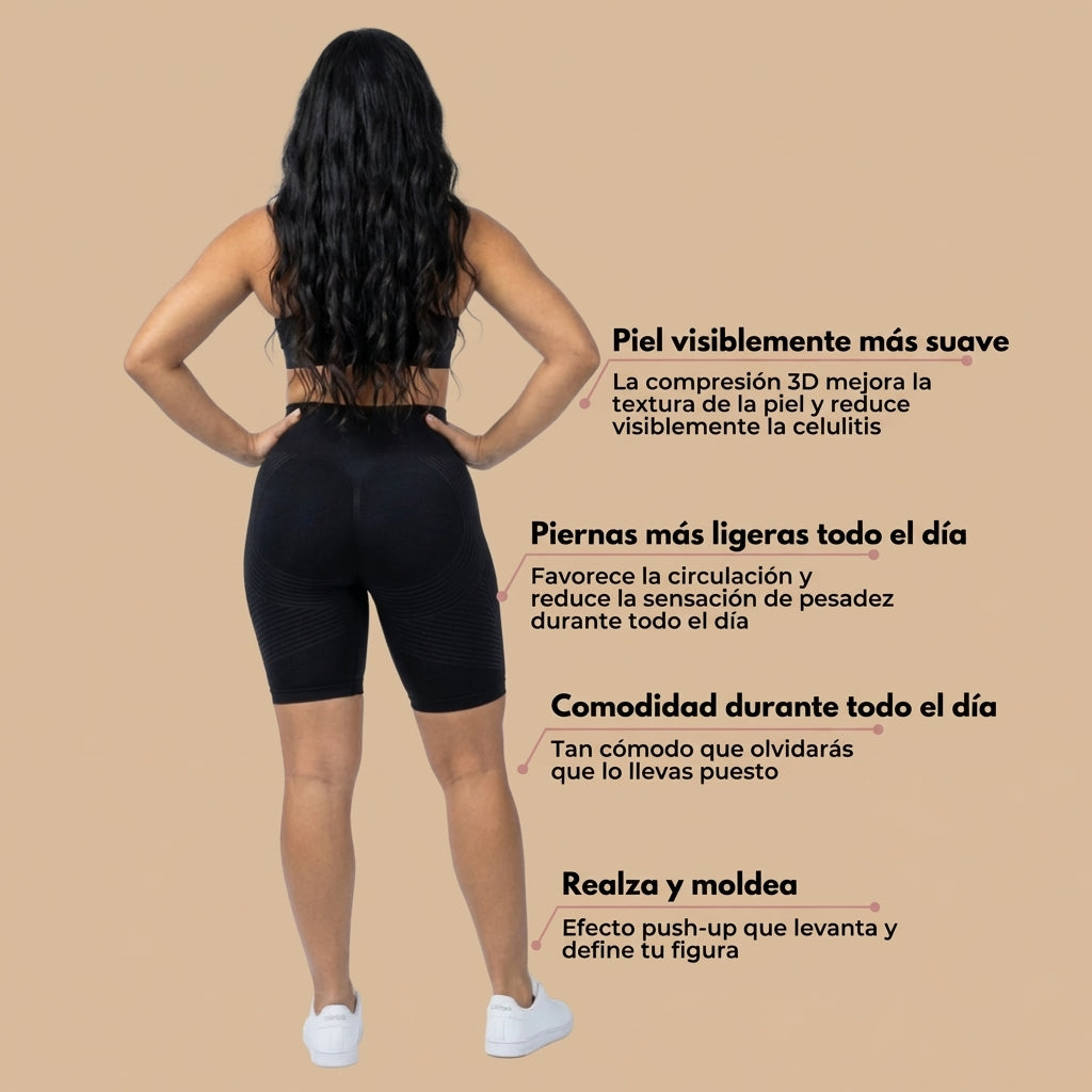 ✨Lenntia™ Short Moldeador 3D – Negro Clásico Efecto Push-Up