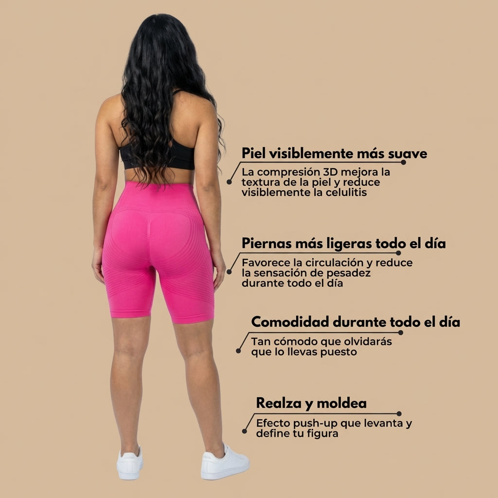 Lenntia™ Short Moldeador 3D – Rosa Intenso Efecto Push-Up