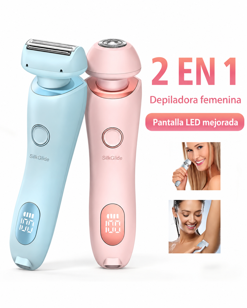 SilkGlide 2 en 1 — Afeitadora y Depiladora Corporal