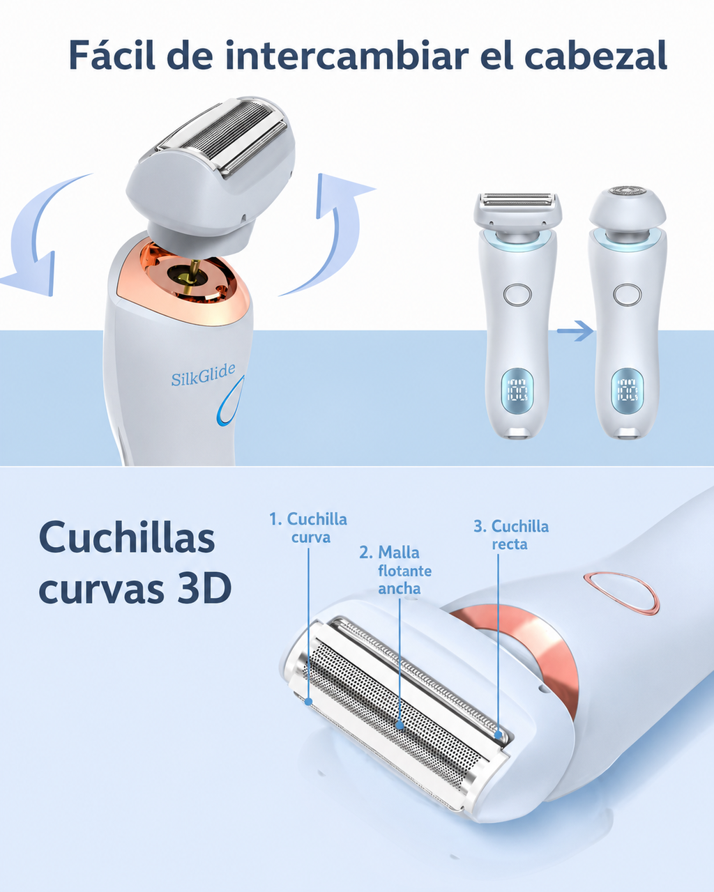 SilkGlide 2 en 1 — Afeitadora y Depiladora Corporal