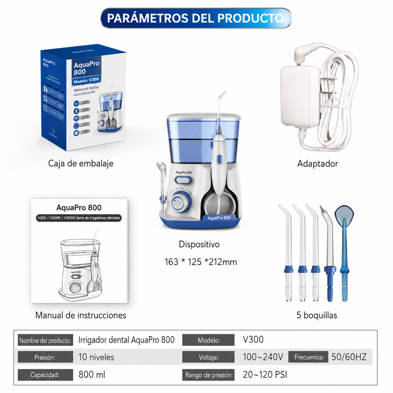 AQUAPRO 800 — Irrigador Dental Profesional