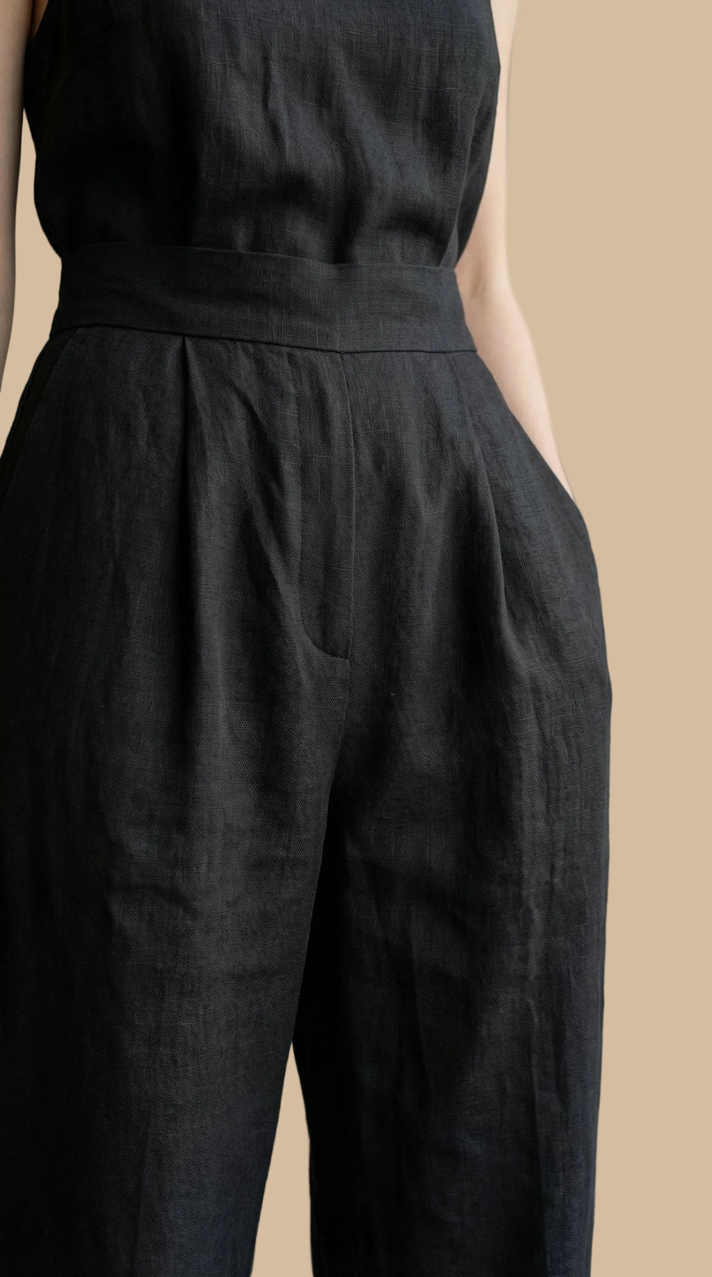 ✨Mono de Lino de Corte Amplio – Negro, Beige y Oliva