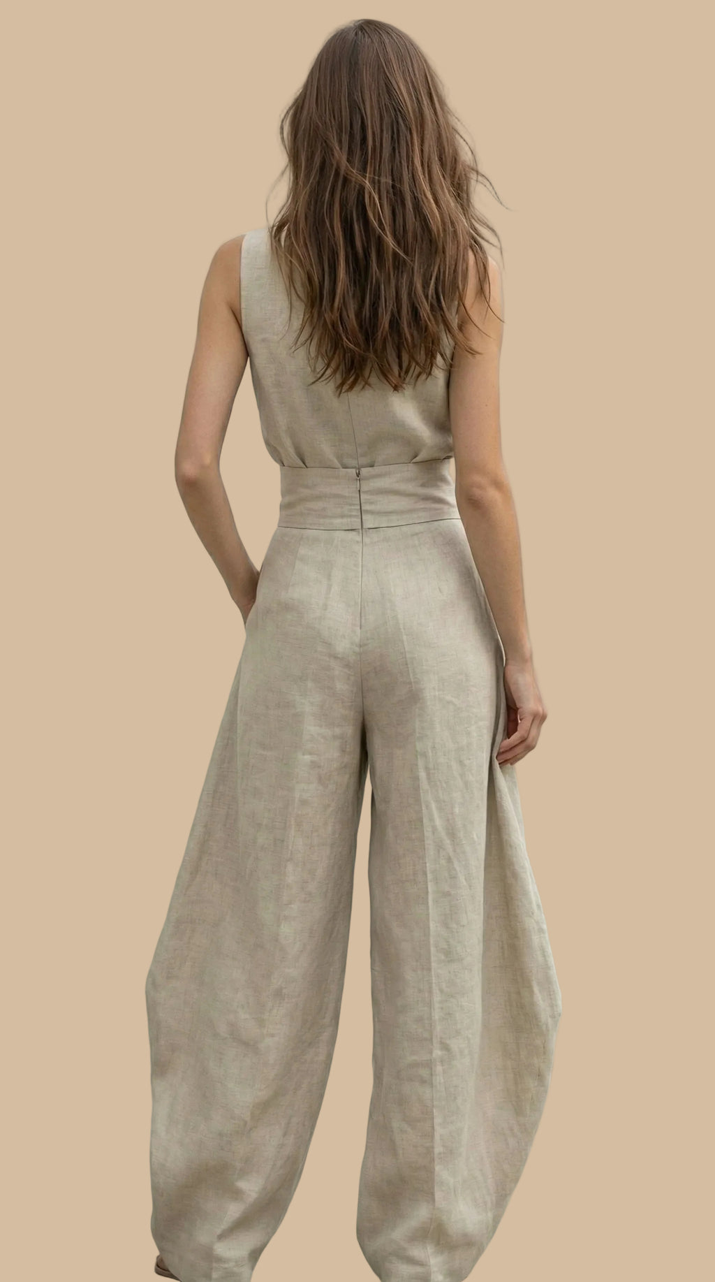 ✨Mono de Lino de Corte Amplio – Negro, Beige y Oliva