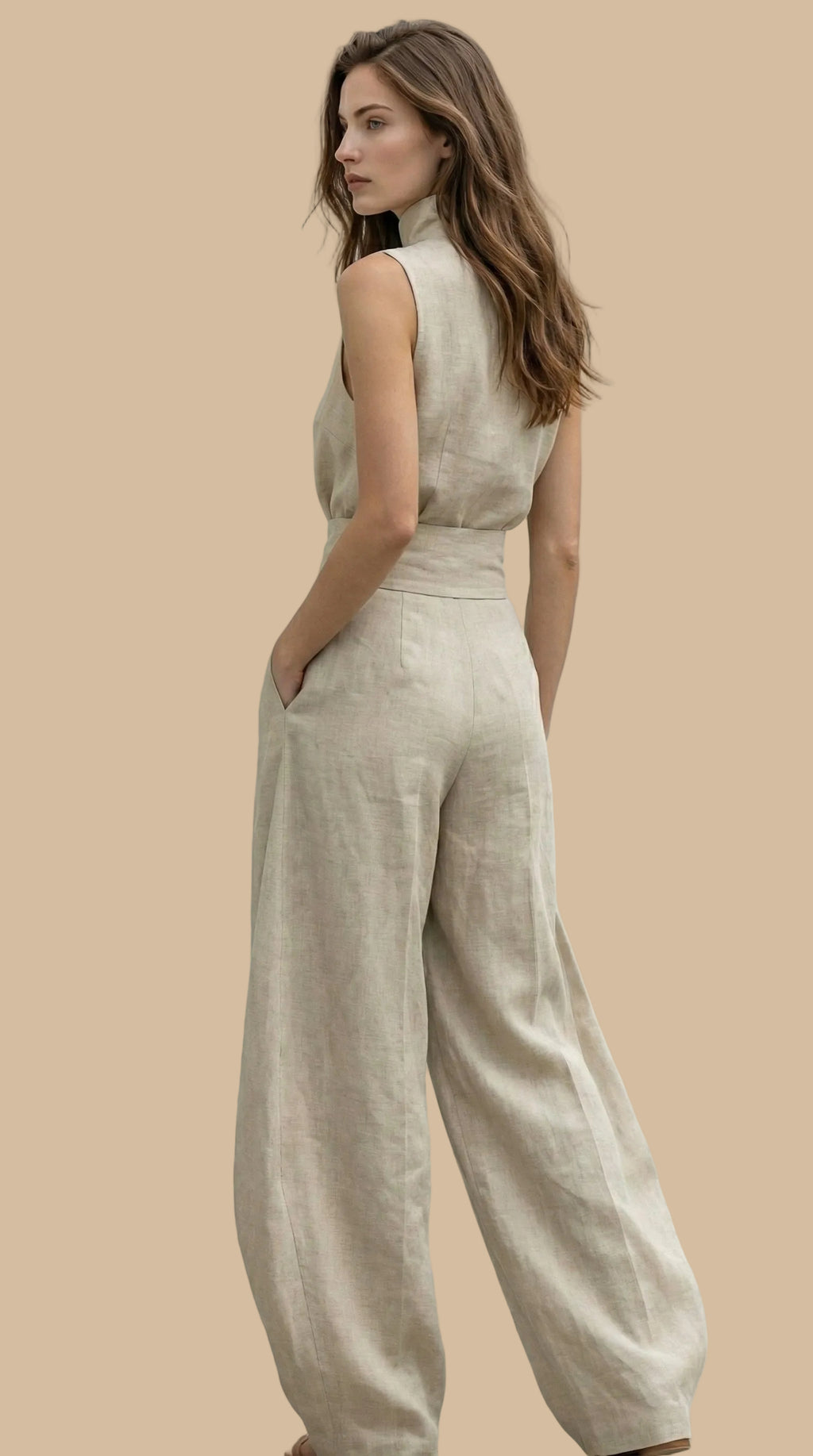 ✨Mono de Lino de Corte Amplio – Negro, Beige y Oliva