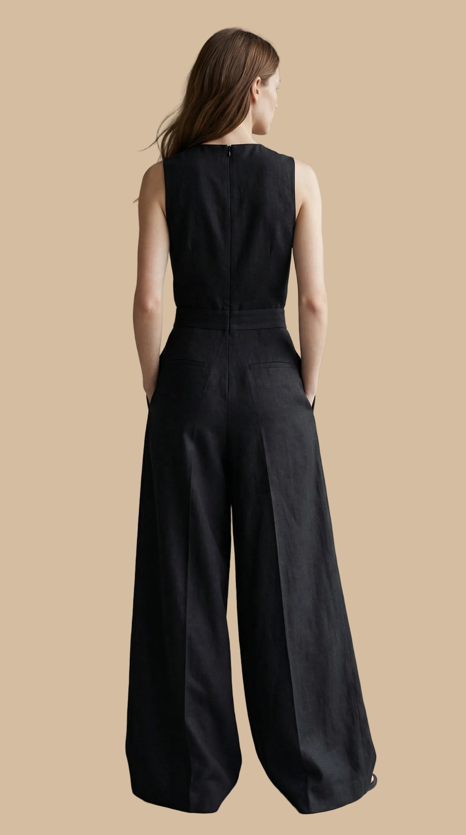 ✨Mono de Lino de Corte Amplio – Negro, Beige y Oliva