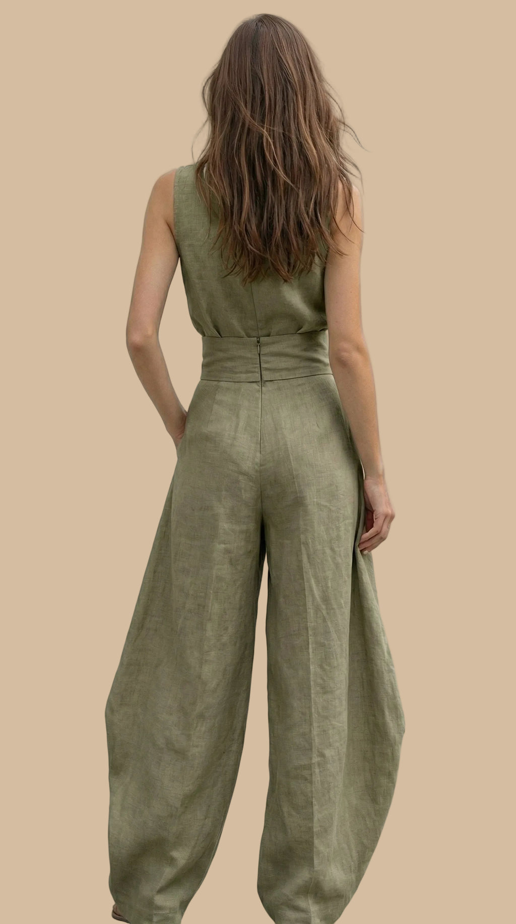 ✨Mono de Lino de Corte Amplio – Negro, Beige y Oliva