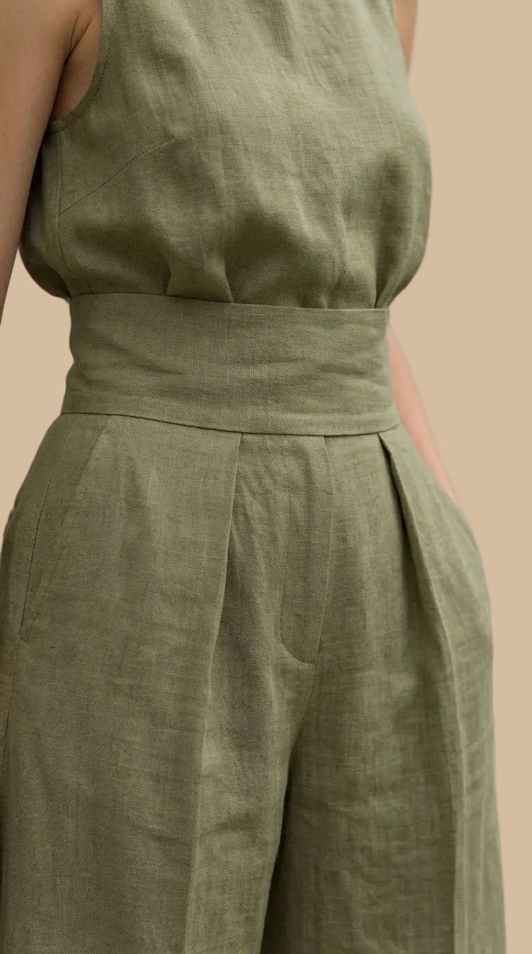 ✨Mono de Lino de Corte Amplio – Negro, Beige y Oliva