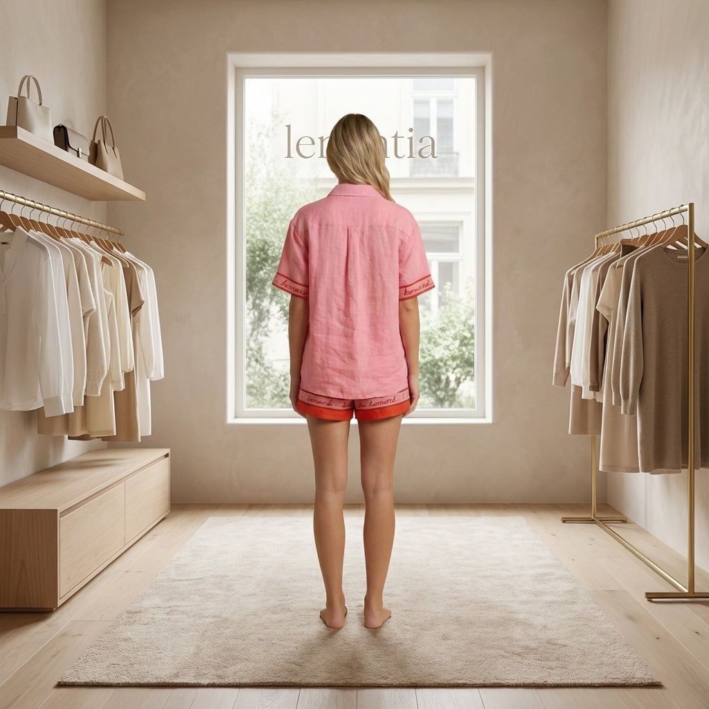 ✨Conjunto de lino estampado – Camisa y short con print de langosta